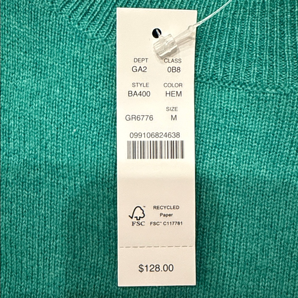 J. Crew Teal / Green Classic Fit Cashmere Sweater - Picture 5 of 5